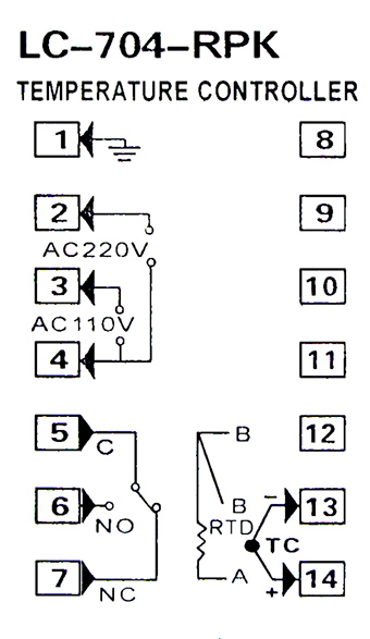Схема подключения измерителя-терморегулятора LC-704